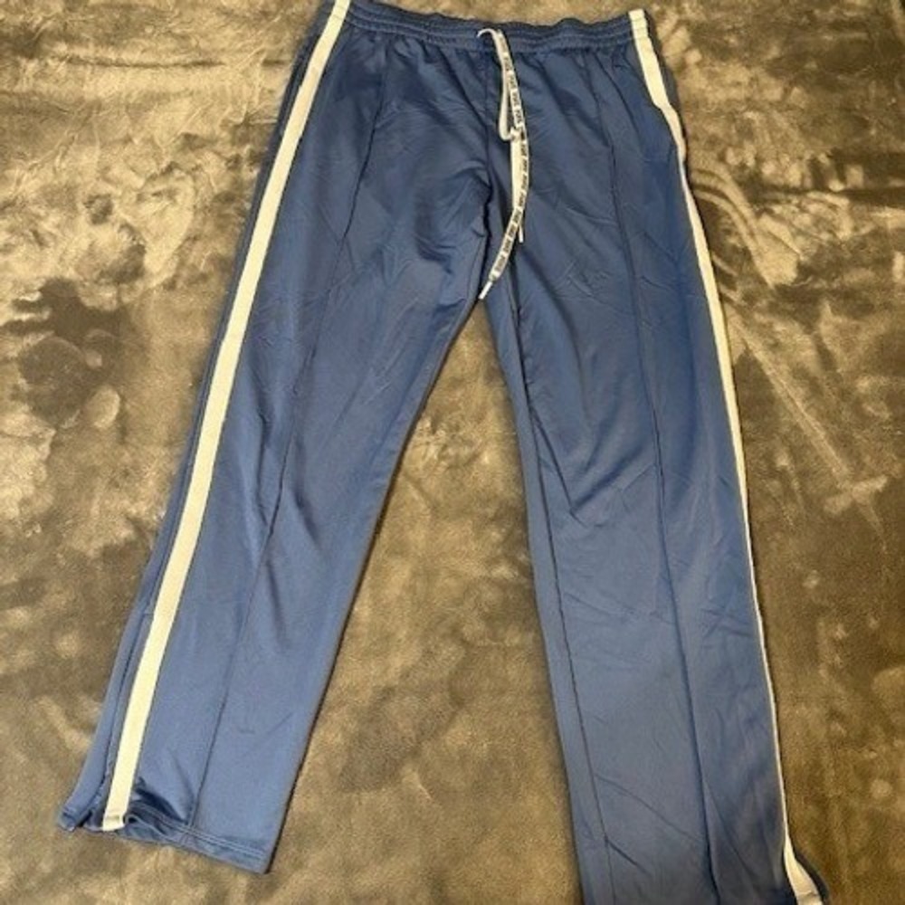 Pink Victoria's Secret Active Track Pants Blue White Stripe Straight Leg Large